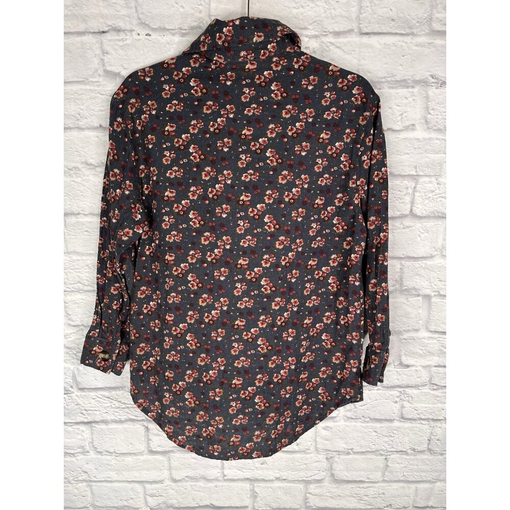 BALTIC BORN Women's Navy Floral Cotton Button Down Blouse Small - Picture 5 of 5